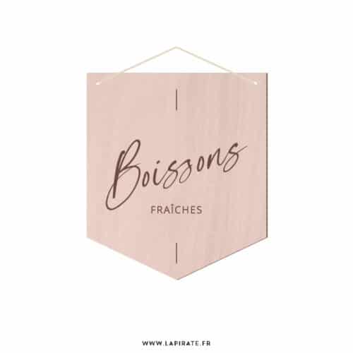 Fanion Boissons fraîches en bois - déco mariage bois - La Pirate