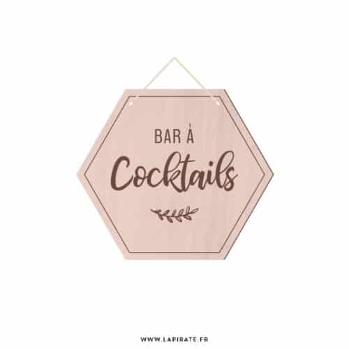 Fanion bois mariage hexagonal, bar à cocktails - fanion à suspendre - déco mariage bois - La Pirate