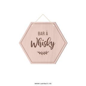 Fanion bois mariage hexagonal, bar à Whisky - fanion à suspendre - déco mariage bois - La Pirate