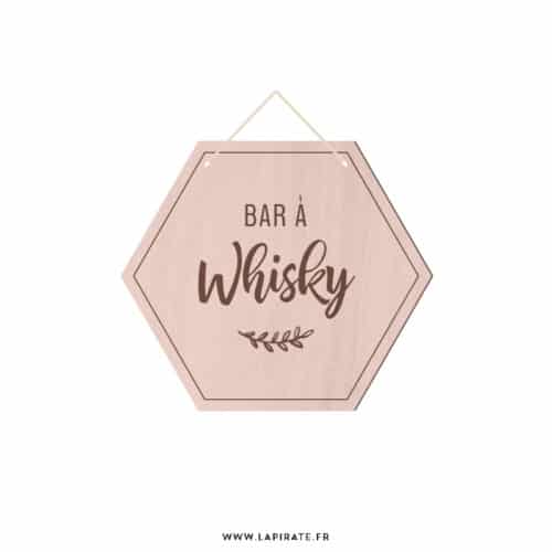 Fanion bois mariage hexagonal, bar à Whisky - fanion à suspendre - déco mariage bois - La Pirate