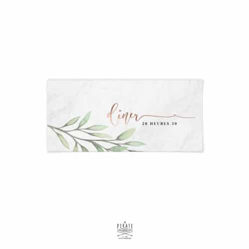 Invitation repas mariage Marbre blanc et dorure, à joindre à vos faire-part marbre et cuivre, mariage chic - La Pirate