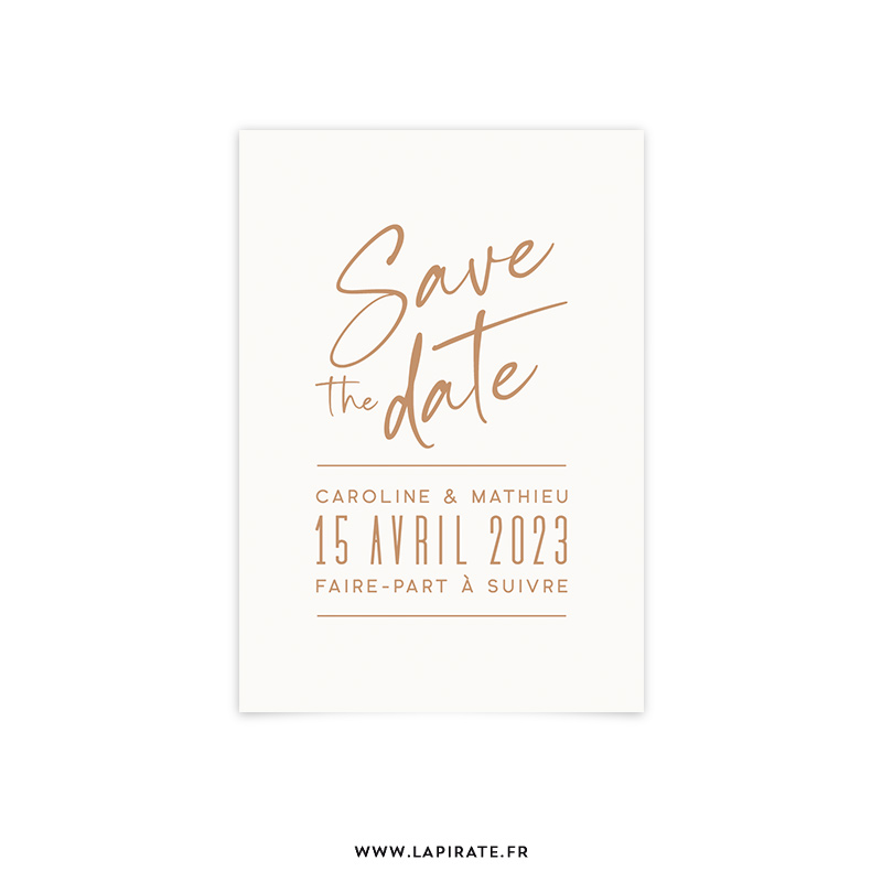 Save the date Havana palmier, recto, mariage minimaliste - La Pirate