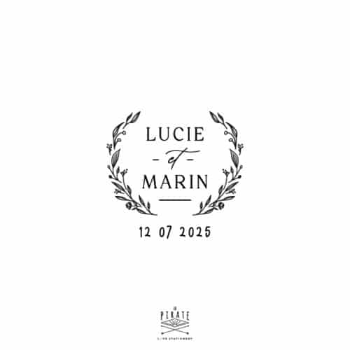 Tampon mariage couronne de fleurs vintage, love & bloom - La Pirate