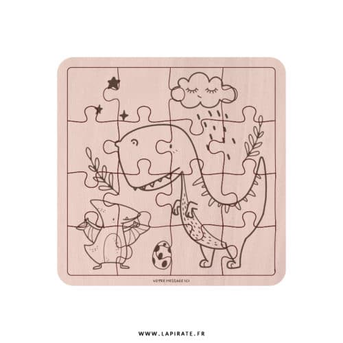 Puzzle bois Dinosaure personnalisé - 16 pièces - La Pirate