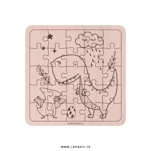 Puzzle bois Dinosaure personnalisé - 25 pièces - La Pirate