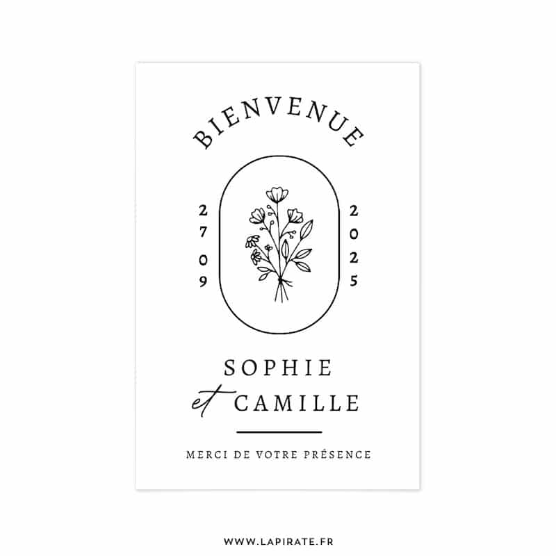 Sticker personnalisé au prénom bébé fleurs bohème chic