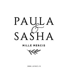 Stickers merci urne mariage, minimaliste et végétal personnalisé - La Pirate