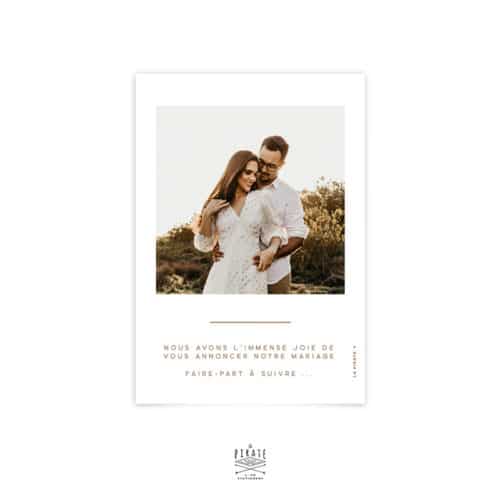 Save the date mariage bohème, avec photo pour annoncer la date de votre mariage, collection Agathe - Verso photo - La Pirate