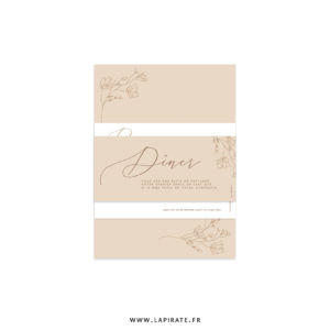 Ensemble invitation mariage bohème floral, raffiné à personnaliser - faire-part, rsvp, invitation repas, Collection Agathe - La Pirate