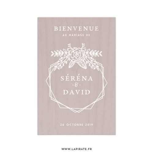 Stickers Bienvenue mariage cadre hexagonal bohème, fleuri texte et couleur à personnaliser - La Pirate