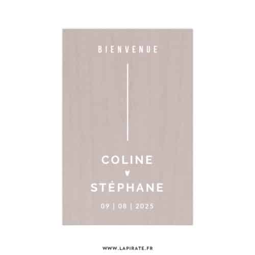 Stickers Bienvenue mariage personnalisé, graphique et petit coeur - La Pirate