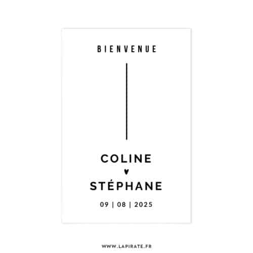 Stickers Bienvenue personnalisé pour panneau d'accueil mariage, thème graphique et motif coeur - La Pirate
