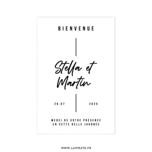 Stickers Bienvenue pour votre panneau d'accueil mariage minimaliste et moderne personnalisé, police d'écriture manuscrite - La Pirate