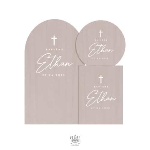 Stickers panneau baptême croix chrétienne à personnaliser pour le baptême à l'église de votre enfant