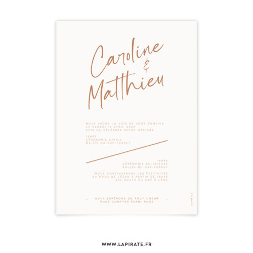 Faire-part mariage classique, graphique et minimaliste | Collection Havana