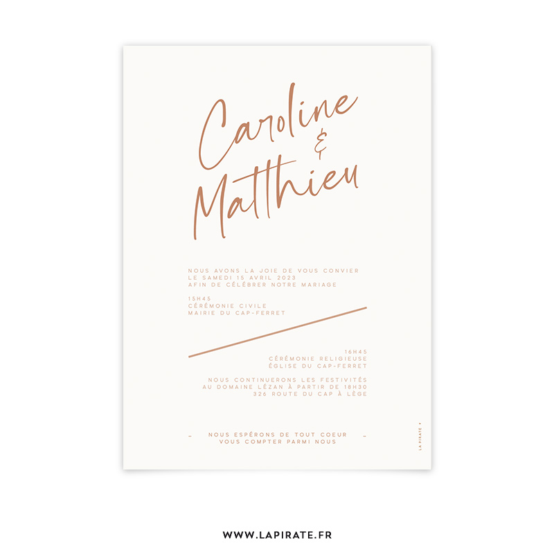 Faire-part mariage classique, graphique et minimaliste | Collection Havana