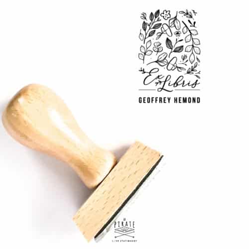 Tampon ex-libris herbier et calligraphie personnalisé pour votre bibliothèque, idée cadeau originale - La Pirate
