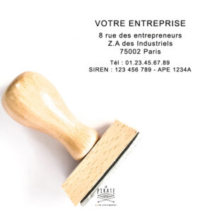Tampon entreprise 6 lignes, tampon pro à personnaliser en ligne, nom, adresse, SIRET, SIREN, APE - La Pirate