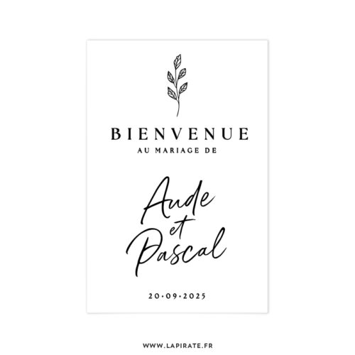 Stickers bienvenue mariage végétal et chic, thème minimaliste pour votre panneau de bienvenue - Stickers bienvenue à personnaliser en ligne - Coloris au choix - La Pirate