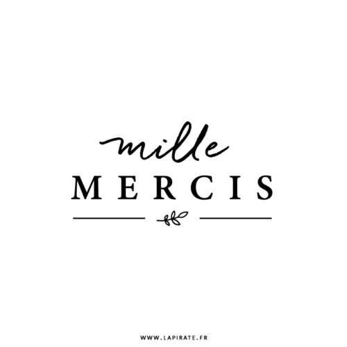 Stickers mille mercis vintage, manuscrit | Stickers déco urne mariage, coloris au choix pose facile pour votre urne de mariage DIY - La Pirate