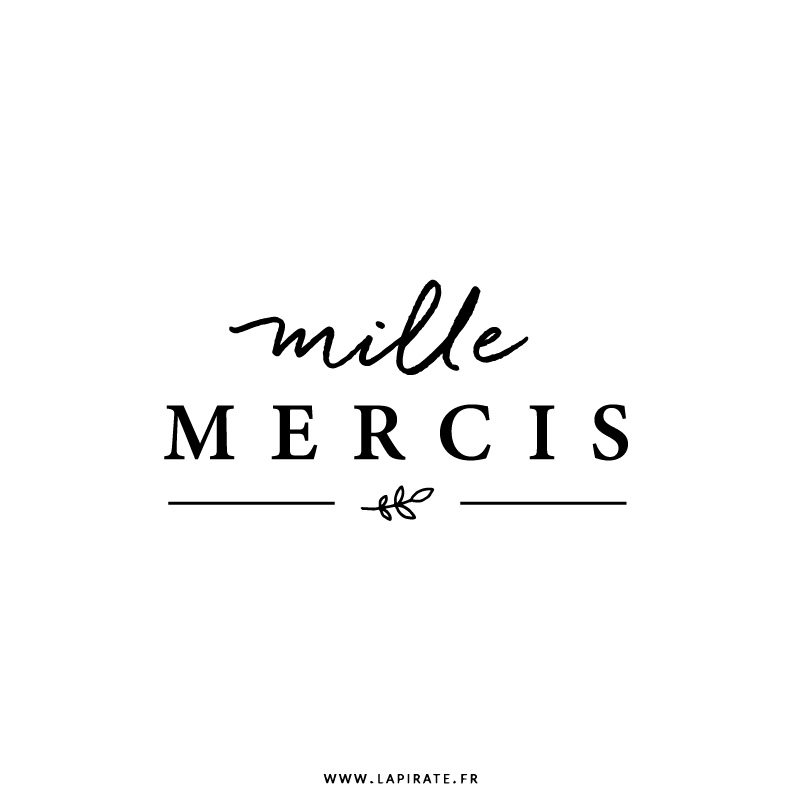 Stickers mille mercis vintage, manuscrit | Stickers déco urne mariage, coloris au choix pose facile pour votre urne de mariage DIY - La Pirate