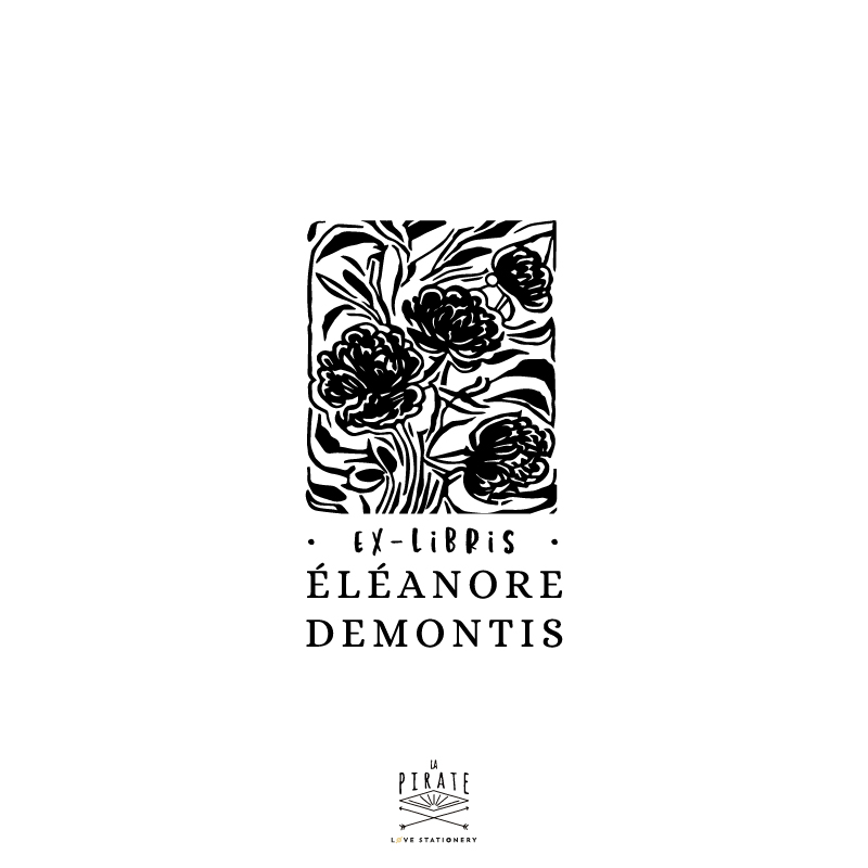 Tampon ex-libris roses anciennes personnalisé, ex-libris inspiration Matisse, fauvisme, fleuri, abstrait original - idée cadeau - La Pirate