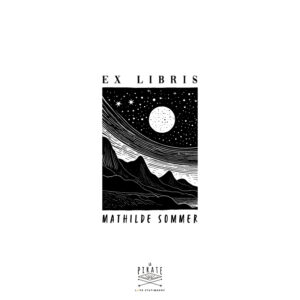 Tampon ex libris nuit étoilée, lune montagne, à personnaliser de votre nom - idée cadeau originale pour les amateurs de lecture - Tampon ex-libris La Pirate