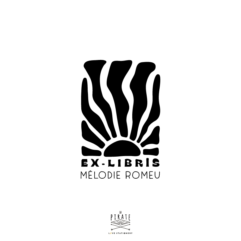 Tampon ex libris Sunset, coucher de soleil esprit Henri Matisse à personnaliser de votre nom, idée cadeau originale - La Pirate