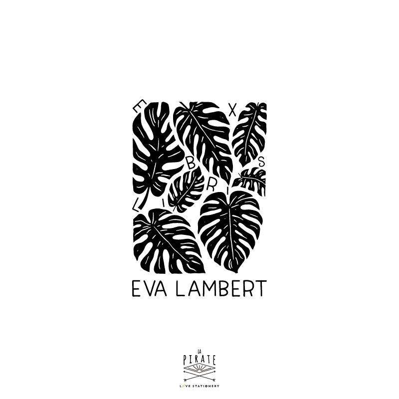 Tampon ex libris Monstera pattern, illustré de majestueuses feuilles de Monstera, tampon ex libris botanique à personnaliser - idée cadeau - La Pirate