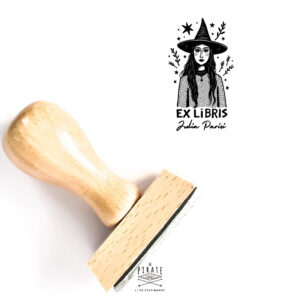 Tampon ex libris Witch à personnaliser, tampon ex libris magie, sorcière - Idée cadeau originale - La pirate