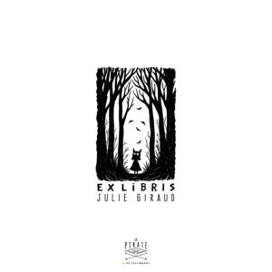 Tampon ex libris spooky, silhouette dans la foret, magie, personnalisé de votre nom pour marquer vos livres, idée cadeau originale - La Pirate