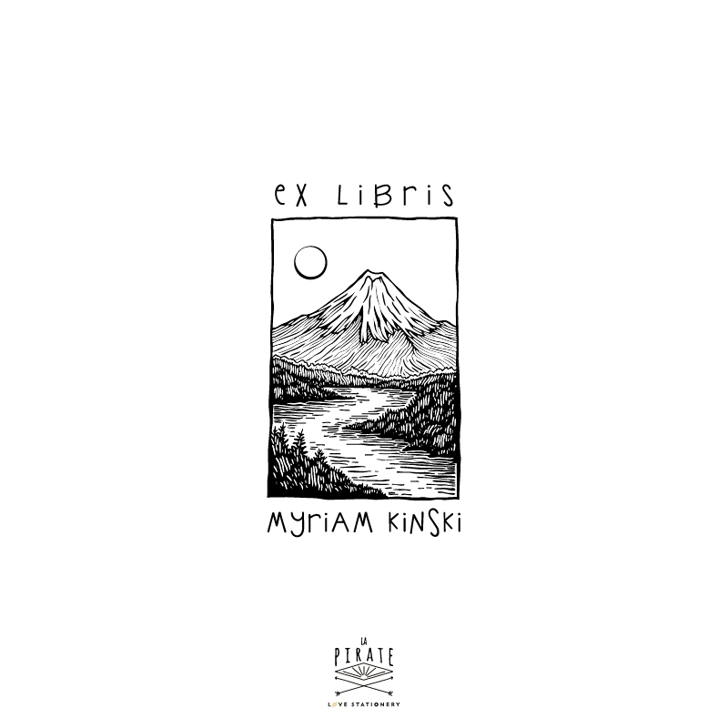 Tampon ex libris Mont Fuji, Japon personnalisé, tampon encreur pour marquer vos livres montagne, voyage - La Pirate